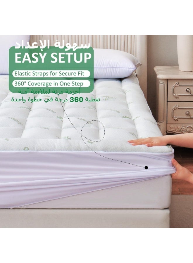 LBMT غطاء مرتبة ناعم 200*150 سم من الفيسكوز المشتق من الخيزران،وسادة علوية سميكة قابلة للتنفس مع جيب عميق، غطاء مرتبة ناعم قابل للتنفس لتخفيف آلام الظهر، أخضر - Image 4